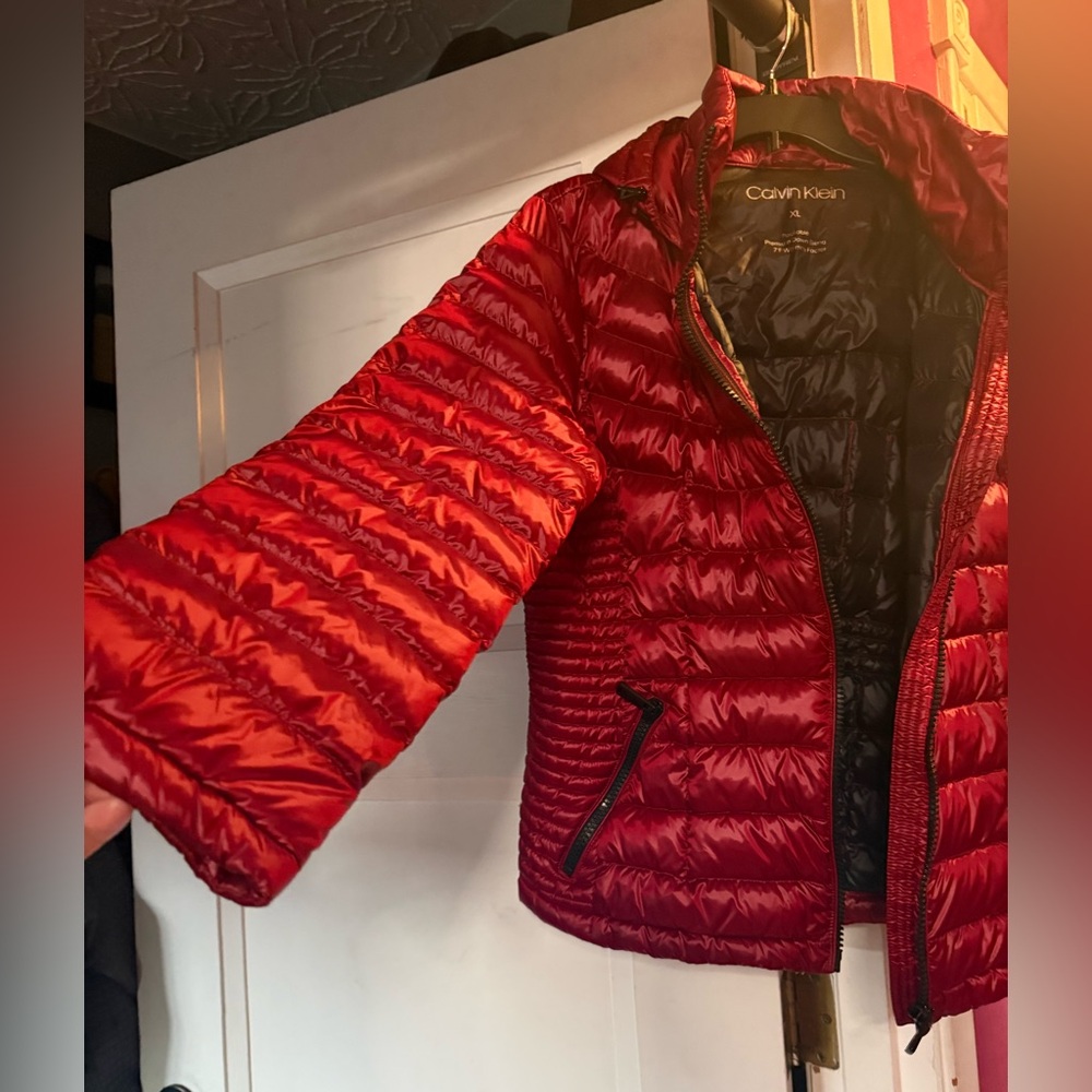 Calvin Klein Cherry Red Puffer Jacket - Picture 6 of 8